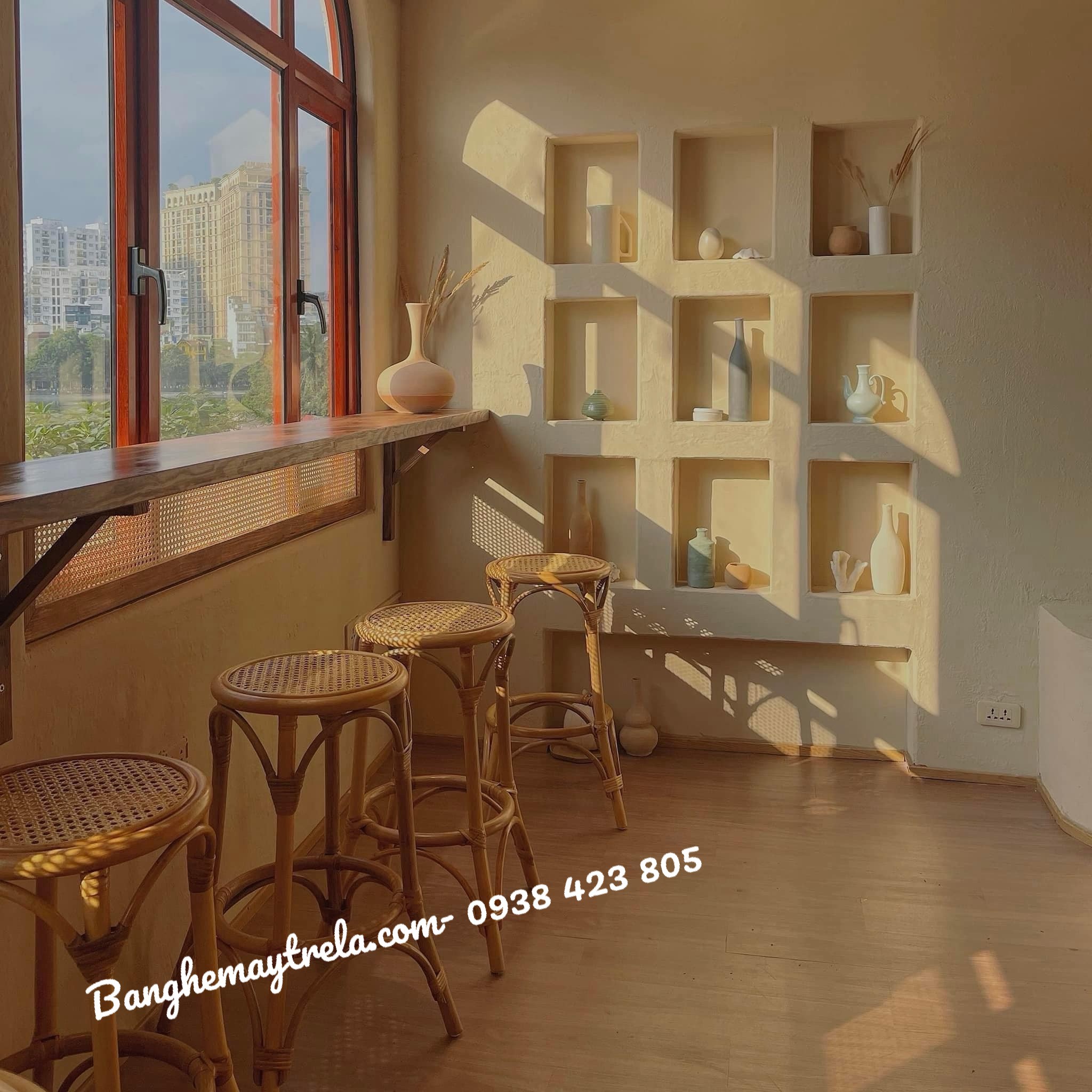 Ghế đôn mây quầy bar cao